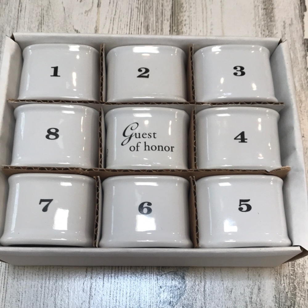 New Porcelain Napkin rings 8+ “Gust of Honor”